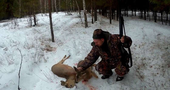 Зимняя охота на козу в Сибири