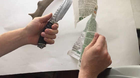 Тест ножа из дамасской стали