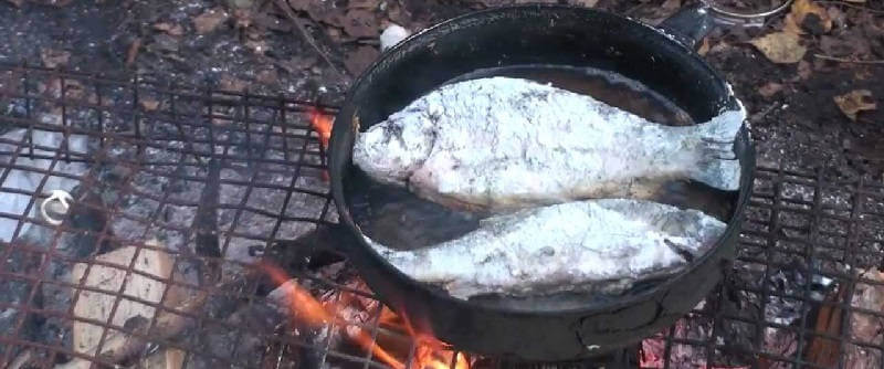 Готовка рыбы на природе