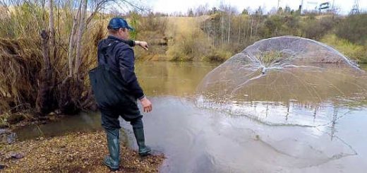 Весенняя рыбалка кастинговой сетью