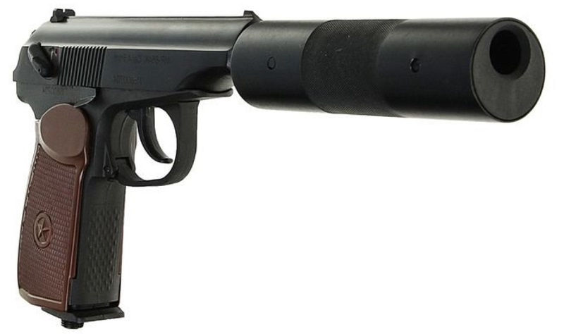 Пневматический пистолет MP-654K-22 с глушителем Пневматический пистолет MP-654K-22 с глушителем