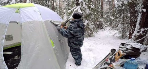 Баня в палатке зимой