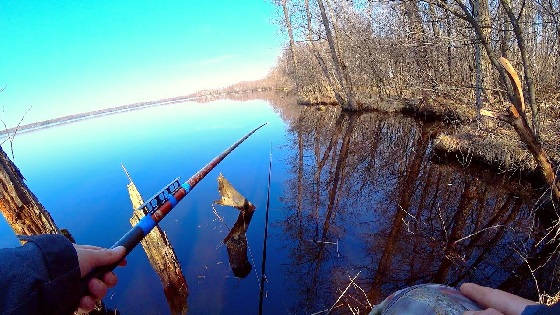 Рыбалка на торфяном диком озере среди лесных ручьёв