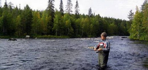 Рыбалка на реке в Карелии