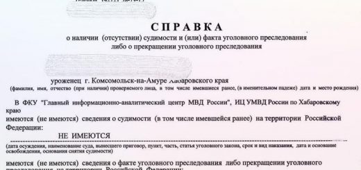 Справка об отсутствии судимости